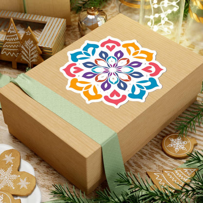 ColorFlow Mandala Sticker | Geometric Kaleidoscope Vinyl Decal, Boho Spiritual Decor