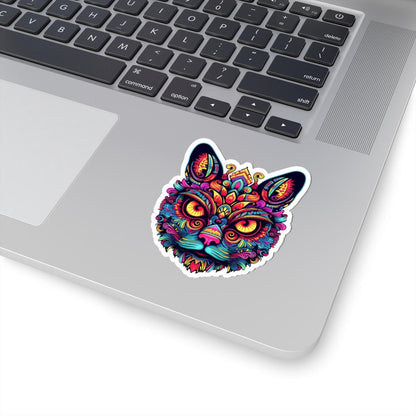 Psychedelic Cat Sticker | Trippy Boho Feline Vinyl Decal (Waterproof)