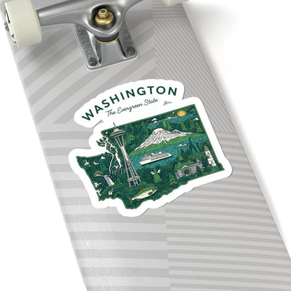 Washington State Sticker Pack | Space Needle, Mt Rainier, Ferry (Waterproof)