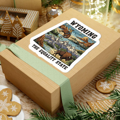 Wyoming Sticker Pack | Cowboy Bison Mountain Art, Equality State Vinyl (Glossy/Matte/Holographic)
