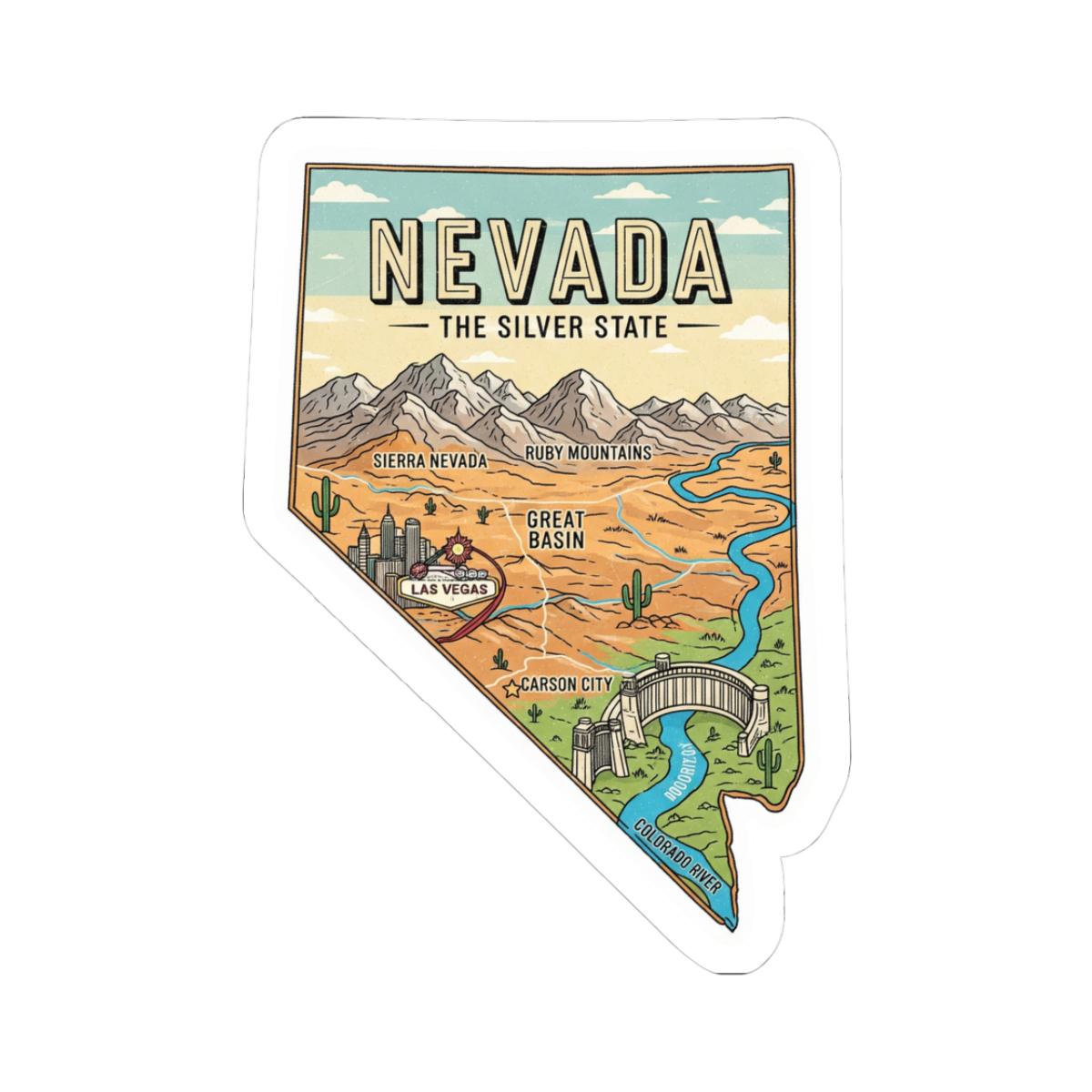 Nevada The Silver State Vinyl Sticker | Waterproof Durable Decal (USA Made)