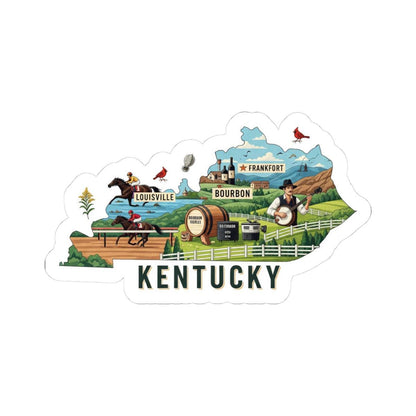 Kentucky State Vinyl Sticker | Horse Racing, Bourbon Art Decal (Waterproof)