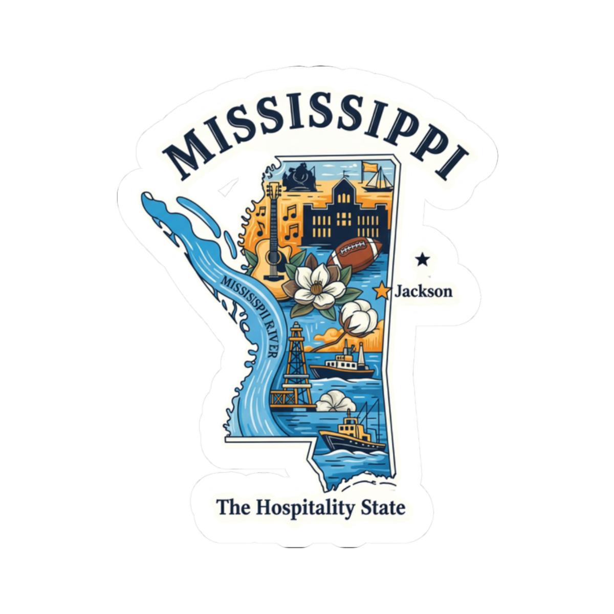 Mississippi Hospitality State Vinyl Sticker | River Art Decal (Waterproof)
