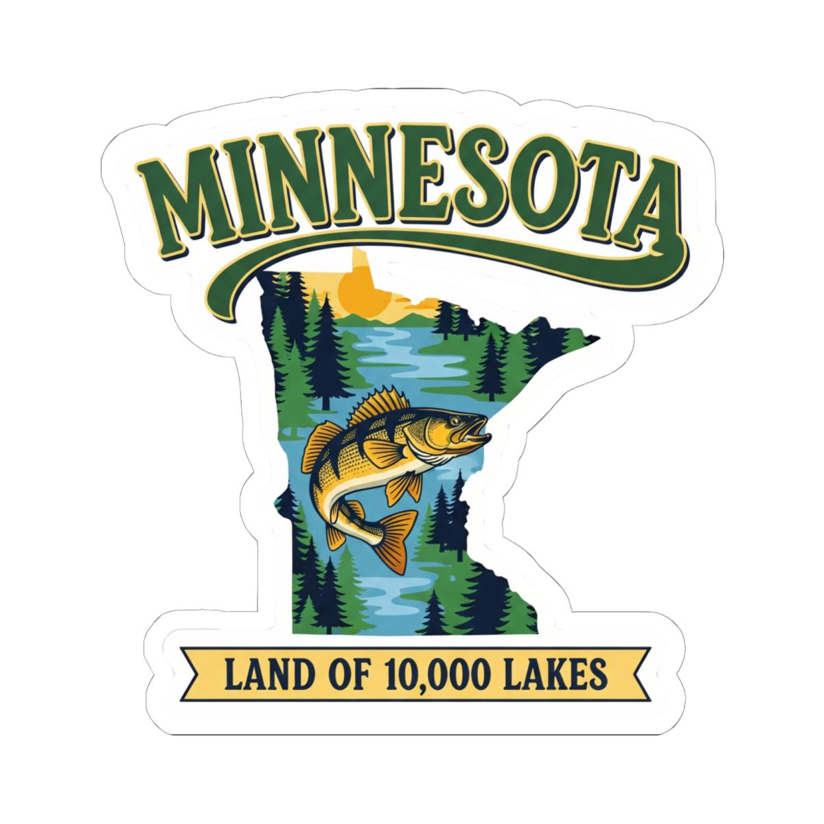 Minnesota Walleye Fishing Sticker | Land of 10,000 Lakes Decal (Waterproof)