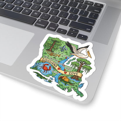 Louisiana State Vinyl Sticker | Waterproof Cajun Bayou Decal (Made in USA)