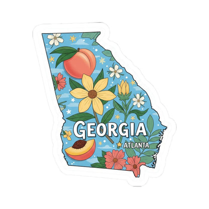 Georgia Peach Floral Vinyl Sticker | Atlanta Decal (Waterproof)
