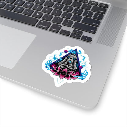 ColorFlow Astronaut Meditation Sticker | Cosmic Zen Lotus Space Art Decal | Mindfulness Galaxy Vinyl Sticker