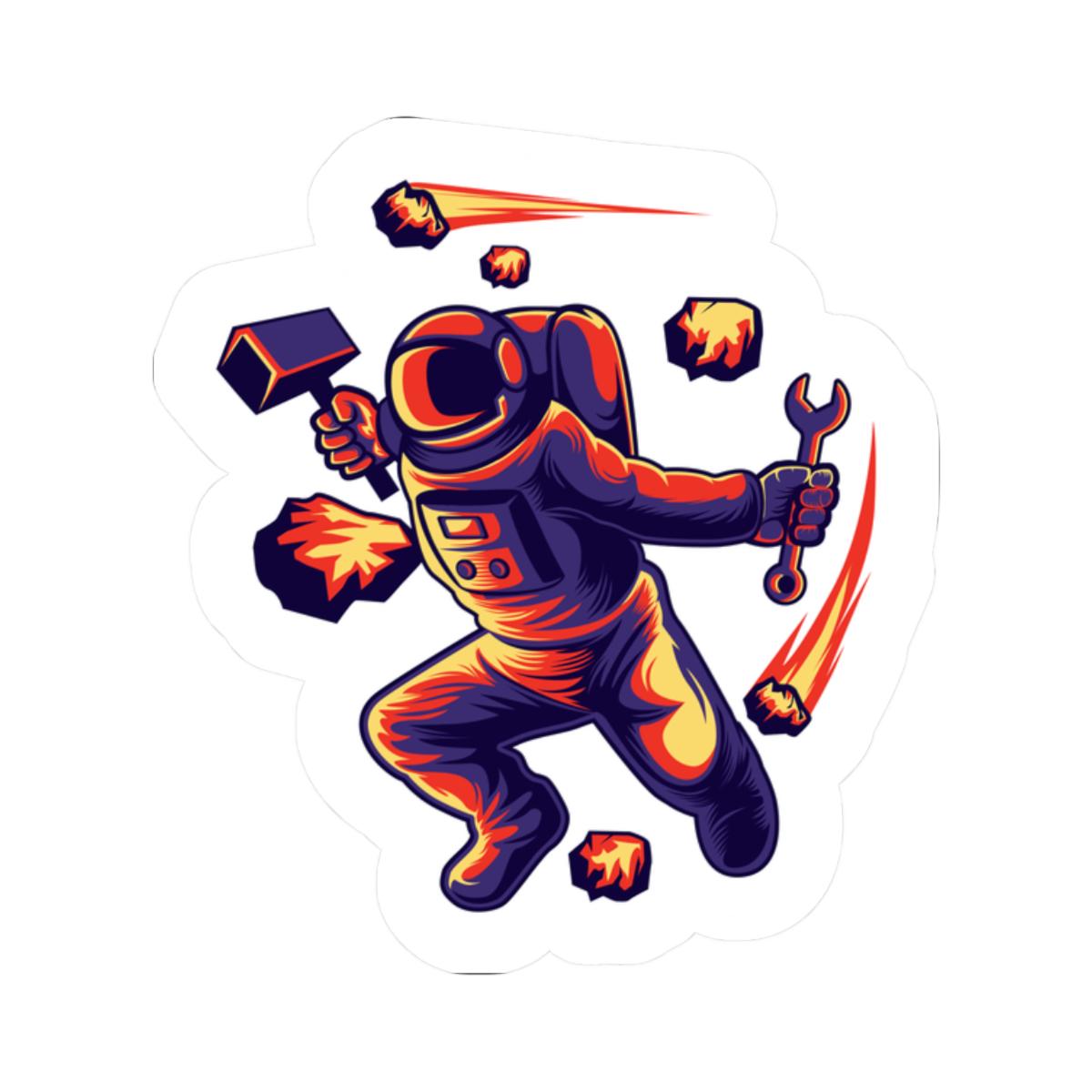 Astronaut Meteor Sticker | Space Repair Worker Vinyl Decal | Cosmic Art (Waterproof)