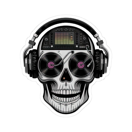 DJ Skull Sticker | Vinyl Turntable Headphones Decal (Waterproof)