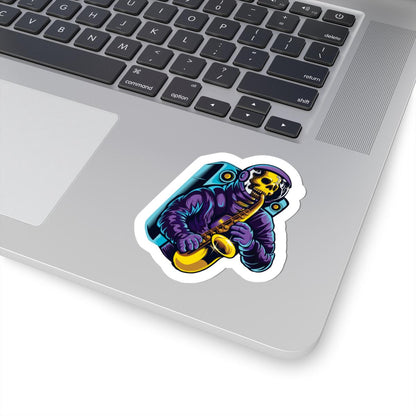 Astronaut Skull Saxophonist Sticker | Cosmic Jazz Music Decal (Vinyl)