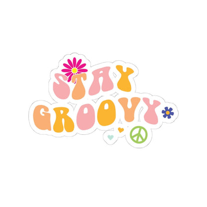 Stay Groovy Retro 70s Peace Sign Flower Power Sticker | Boho Vinyl Decal