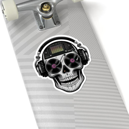 DJ Skull Sticker | Vinyl Turntable Headphones Decal (Waterproof)