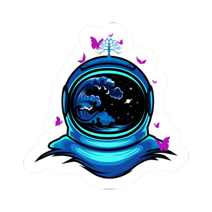 Astronaut Butterfly Sticker | Cosmic Ocean Wave Helmet Vinyl Decal
