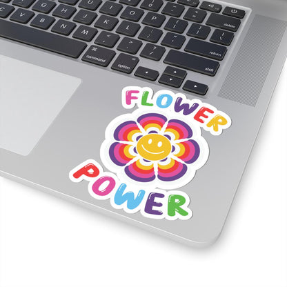 Flower Power Sticker | Groovy Rainbow Smile Face Decal (Waterproof Vinyl)