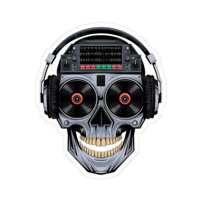 DJ Skull Sticker | Vinyl Records, Headphones, Mixer Art (Kiss Cut Decal)