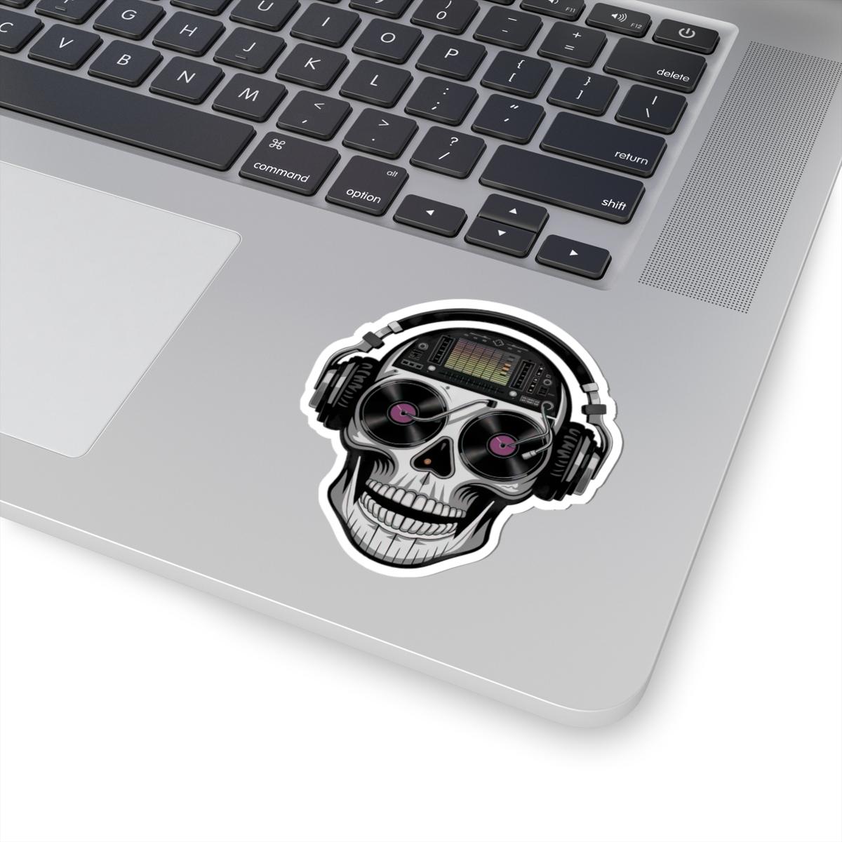 DJ Skull Sticker | Vinyl Turntable Headphones Decal (Waterproof)