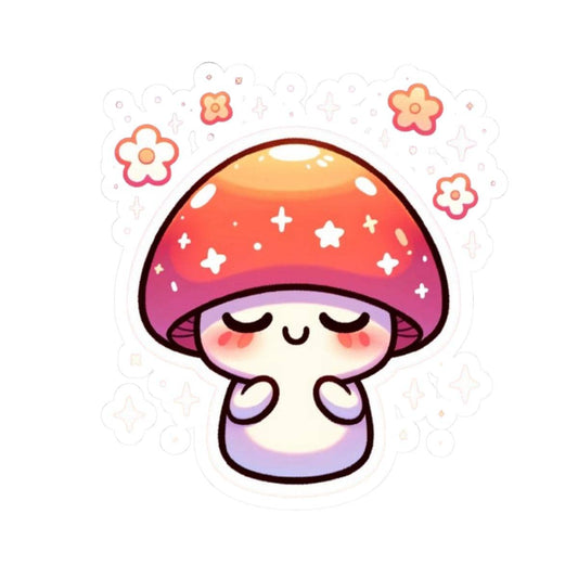 Meditating Mushroom Sticker | Kawaii Pastel Toadstool Vinyl Decal