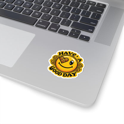 ColorFlow | Retro Sunshine Sticker with Smile Face and Heart Eye | Positive Groovy Vinyl Decal
