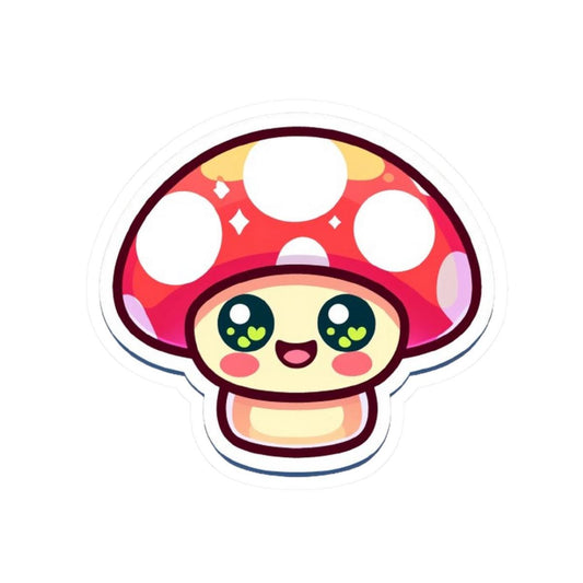 Kawaii Mushroom Sticker | Sparkle Eyes, Cottagecore Fungi Vinyl Decal