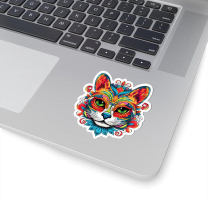 Psychedelic Cat Sticker | Mandala Floral Trippy Vinyl Decal (Waterproof)