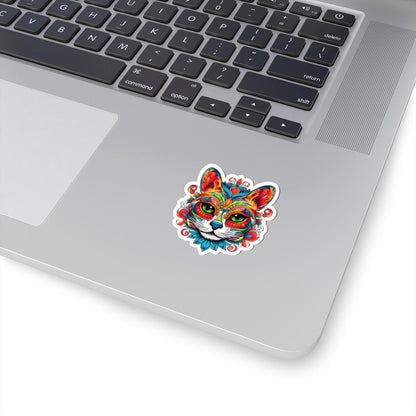 Psychedelic Cat Sticker | Mandala Floral Trippy Vinyl Decal (Waterproof)