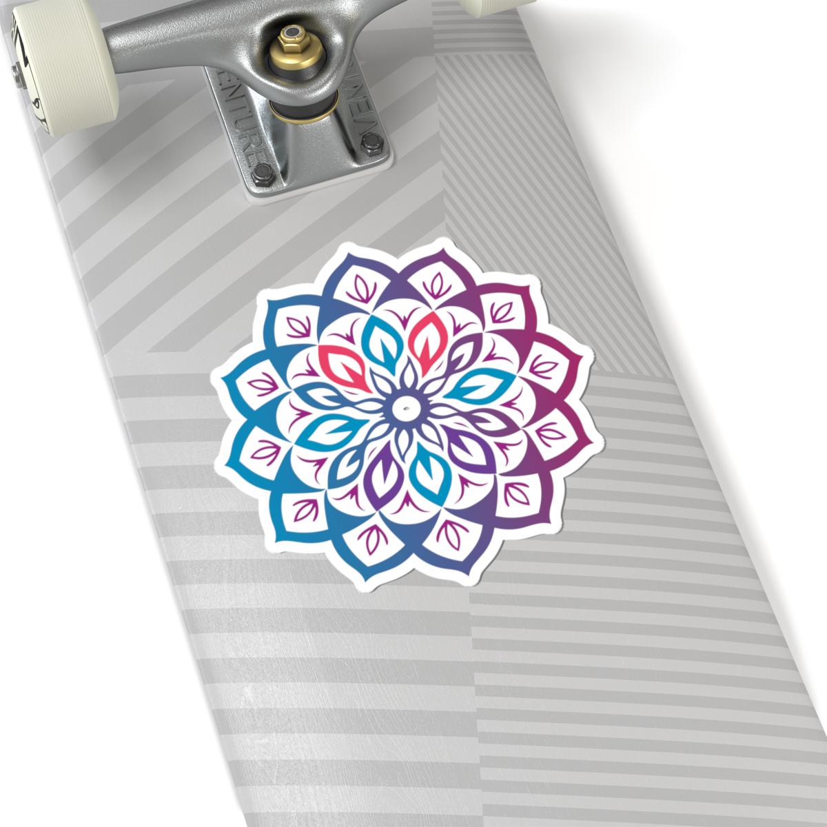 ColorFlow Boho Mandala Sticker | Rainbow Gradient Sacred Geometry Vinyl Decal (Journals, Laptops)