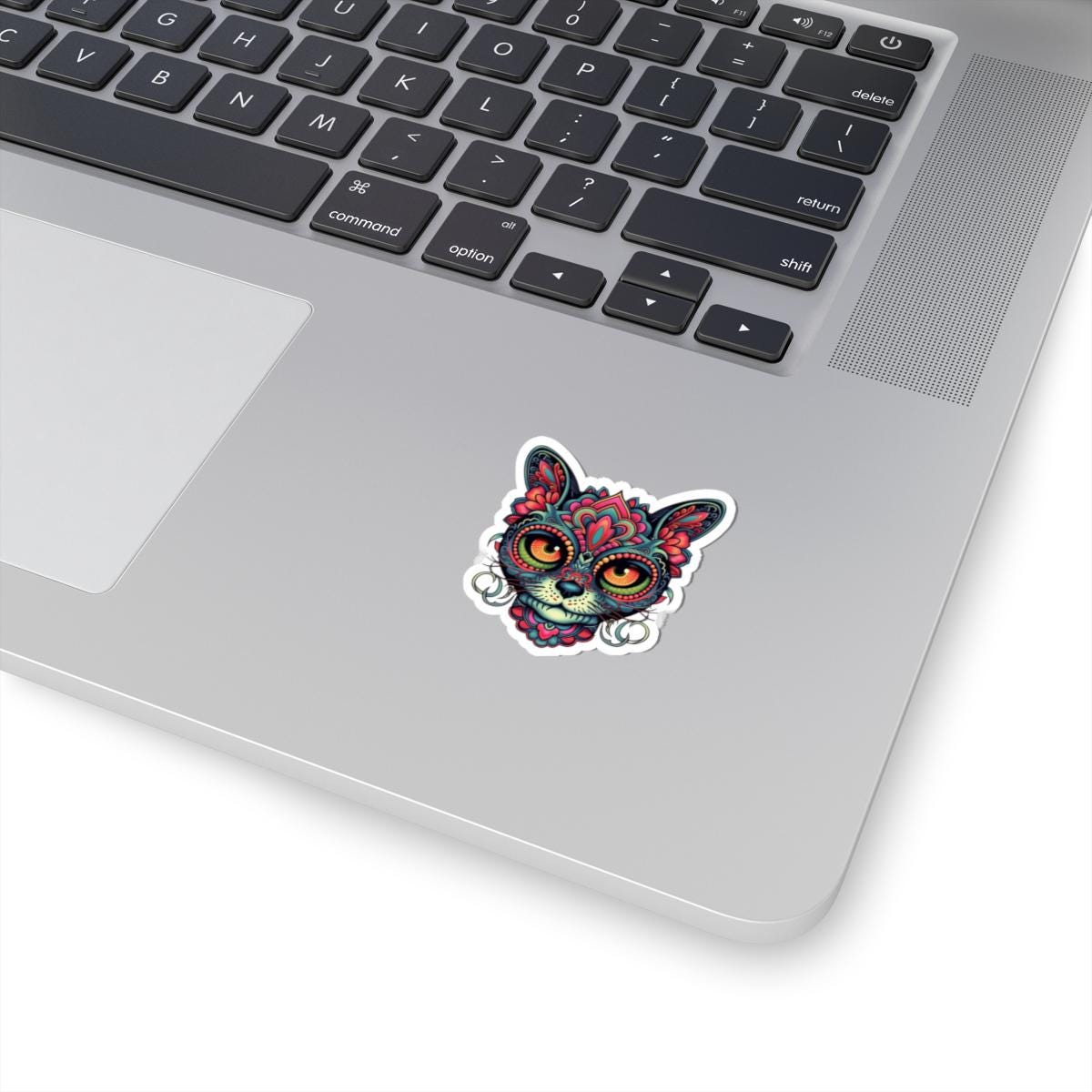 Psychedelic Cat Sticker | Mandala Floral Feline Art Vinyl Decal (Waterproof)