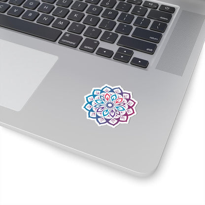 ColorFlow Boho Mandala Sticker | Rainbow Gradient Sacred Geometry Vinyl Decal (Journals, Laptops)