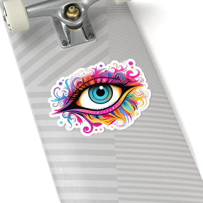 ColorFlow Psychedelic Eye Sticker | Vibrant Visionary Eyeball Decal | Trippy Spiritual Vinyl Art