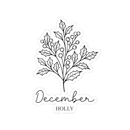 ColorFlow | December Holly Sticker | Birth Month Botanical Kiss Cut Vinyl Decal | Winter Floral Sticker