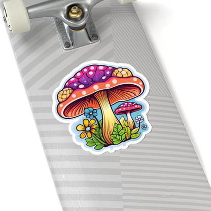 ColorFlow | Psychedelic Mushroom Sticker | Trippy Fungi & Flower Vinyl Decal | Colorful Kiss Cut Sticker