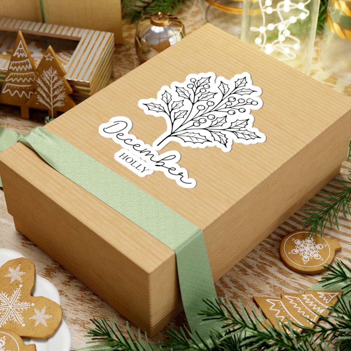 ColorFlow | December Holly Sticker | Birth Month Botanical Kiss Cut Vinyl Decal | Winter Floral Sticker