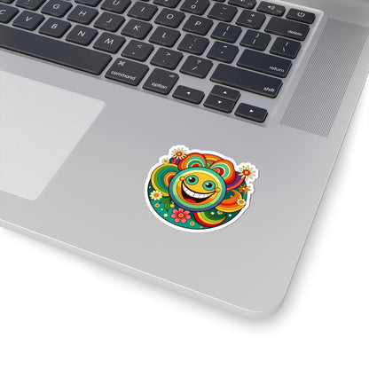 Retro Rainbow Emoji Sticker | Groovy Smiley Face Vinyl Decal (Waterproof)