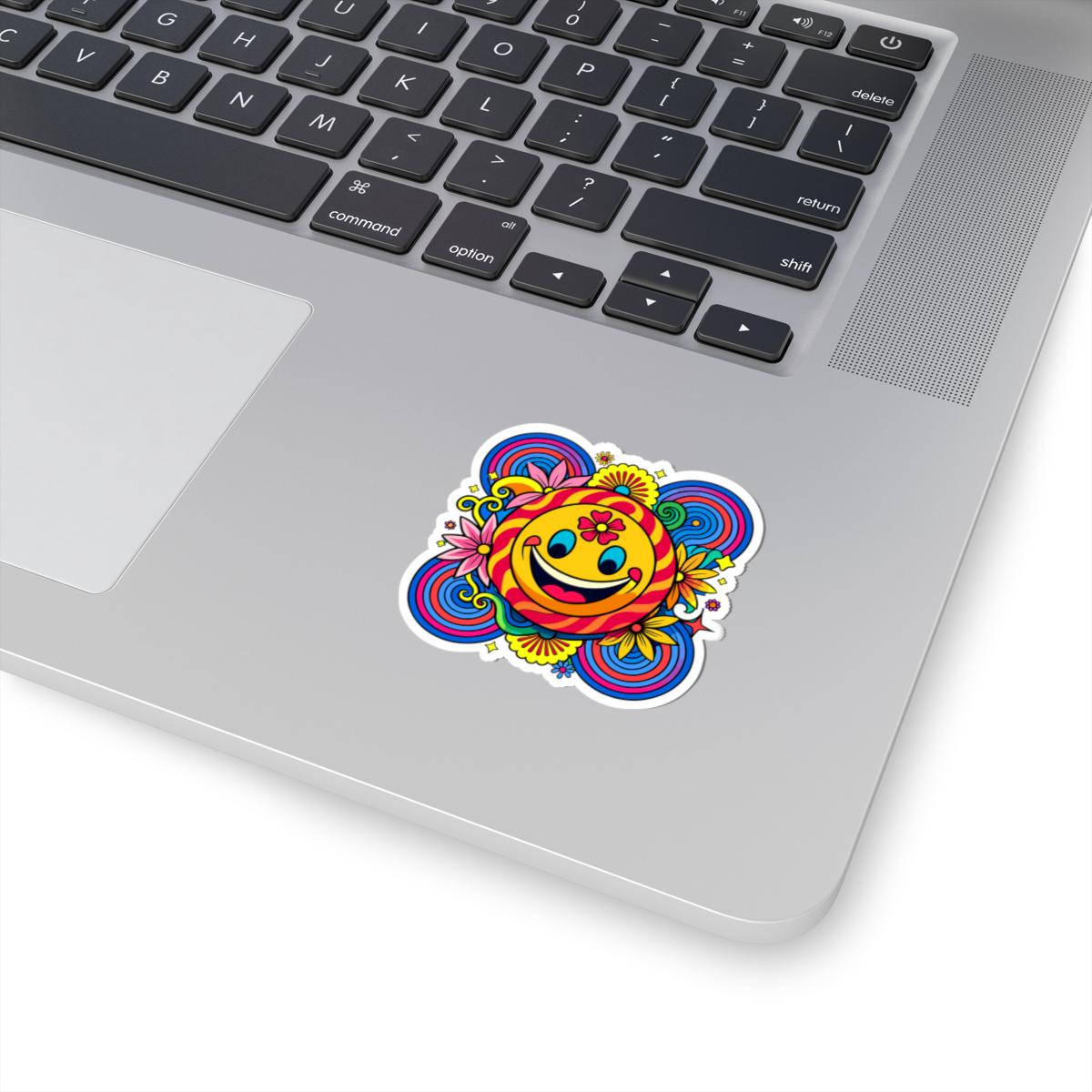 Retro Flower Power Smiley Sticker | Groovy Happy Face Vinyl Decal