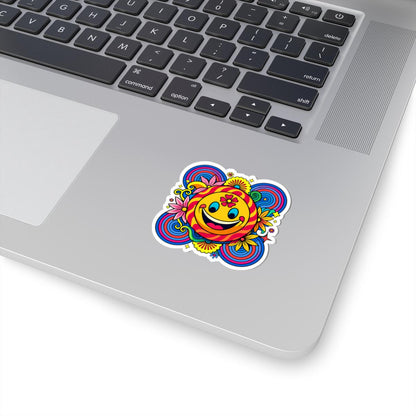 Retro Flower Power Smiley Sticker | Groovy Happy Face Vinyl Decal