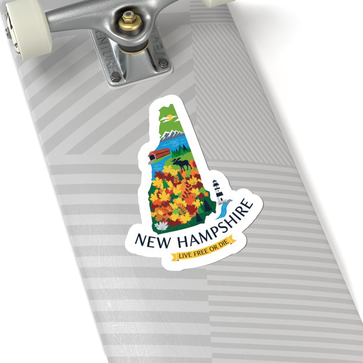 New Hampshire Moose Art Vinyl Sticker | Waterproof Durable USA Made Decal