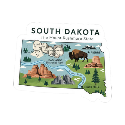 South Dakota Sticker Pack | Mount Rushmore, Badlands, Bison Art (Waterproof)
