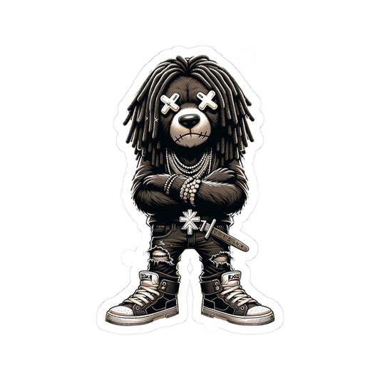 Dreadlock Bear Vinyl Sticker | Urban Streetwear, Dark (Glossy or Matte)
