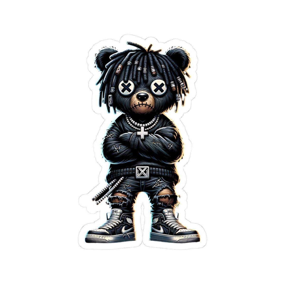 ColorFlow | Streetwear Bear Vinyl Sticker | Urban Gamer Gothic Sticker | Dark Aesthetic Waterproof Glossy or Matte