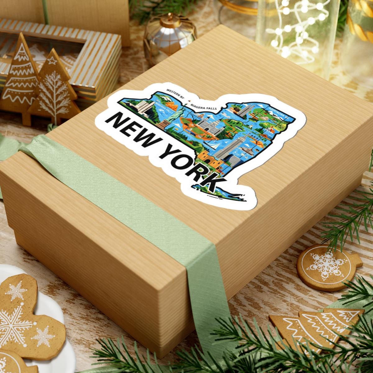 New York State Map Sticker | Waterproof Vinyl Decal, USA Made City Art