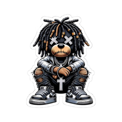 Dreadlock Bear Vinyl Sticker | Urban Gothic Streetwear Art (Glossy or Matte)