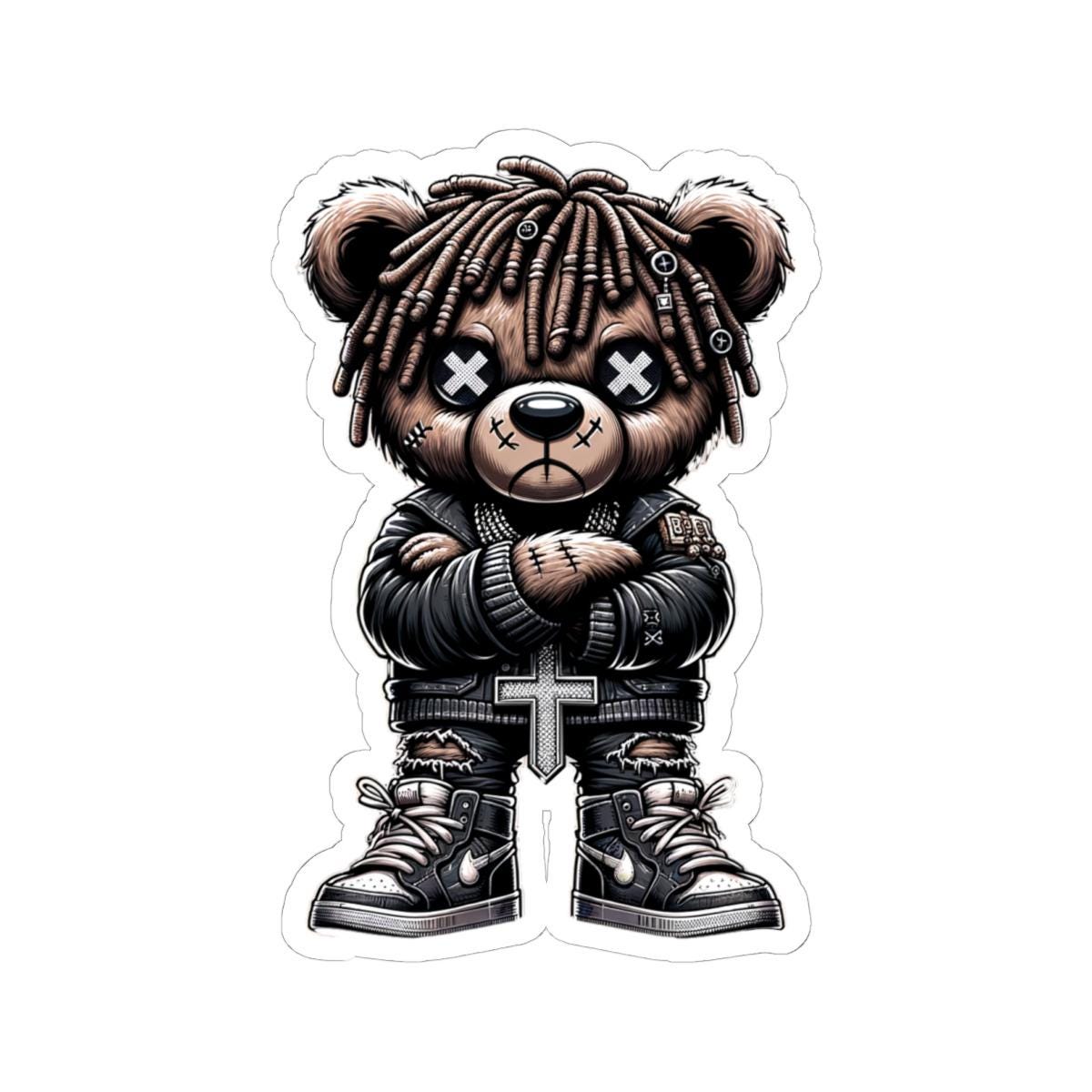 Dreadlock Bear Vinyl Sticker | Gothic Streetwear Gamer Art (Glossy or Matte)