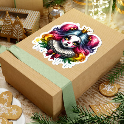 Rainbow Clowncore Sticker | Pastel Goth Doll Crown Decal (Vinyl)