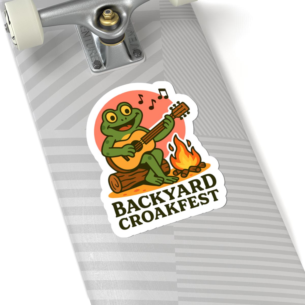 Guitar Playing Frog Sticker | Campfire Music Vinyl Decal
