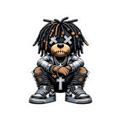 Dreadlock Bear Vinyl Sticker | Urban Gothic Streetwear Art (Glossy or Matte)