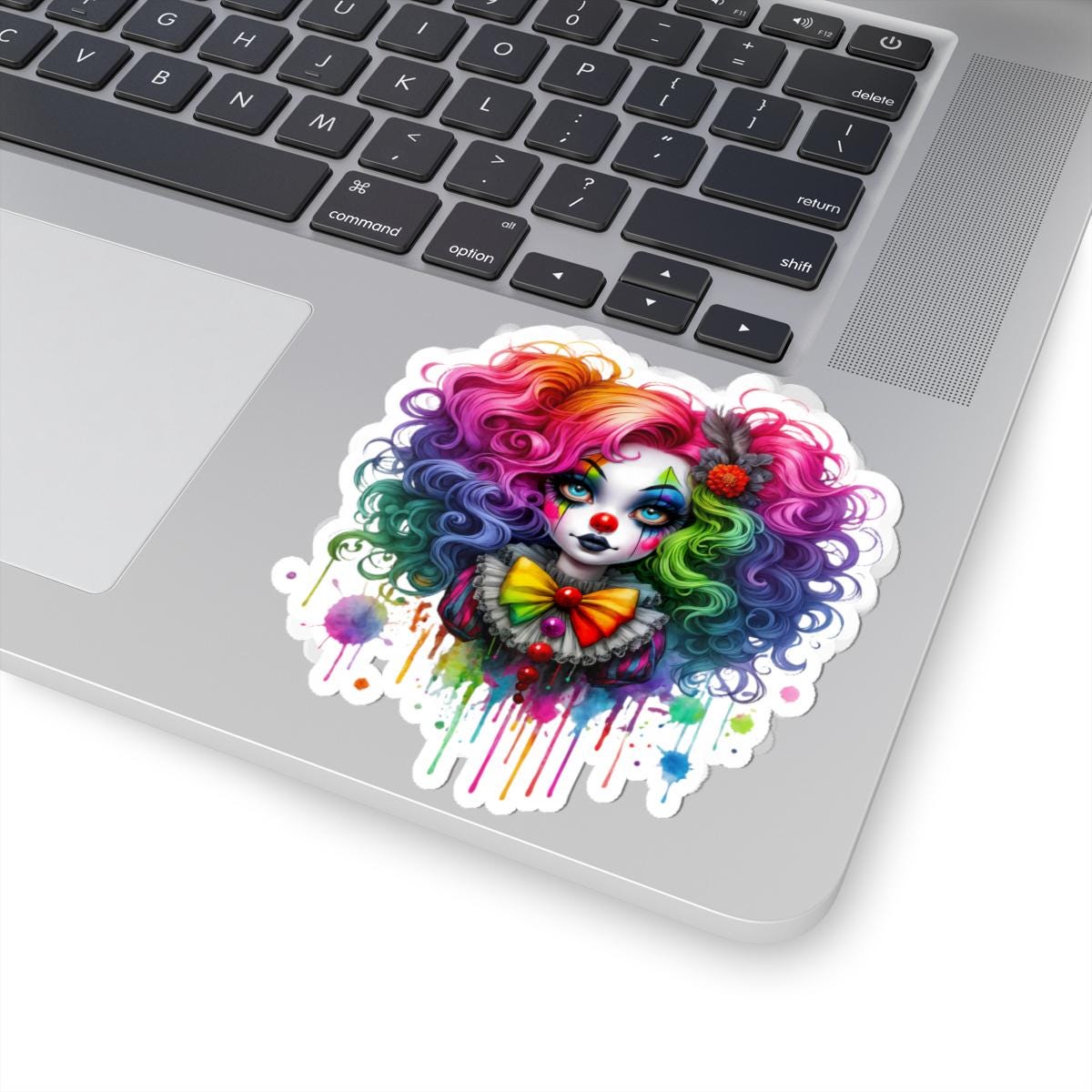 Rainbow Clown Girl Sticker | Creepy Circus Vinyl Decal (Waterproof)