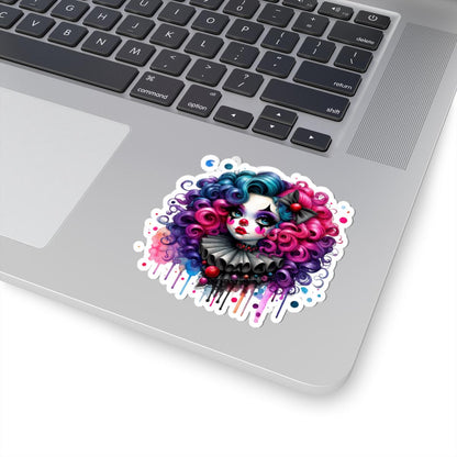 Gothic Carnival Clown Sticker | Neon Curls Creepy Decal (Vinyl)