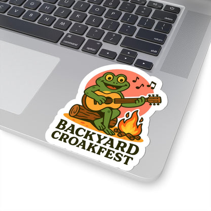 Guitar Playing Frog Sticker | Campfire Music Vinyl Decal