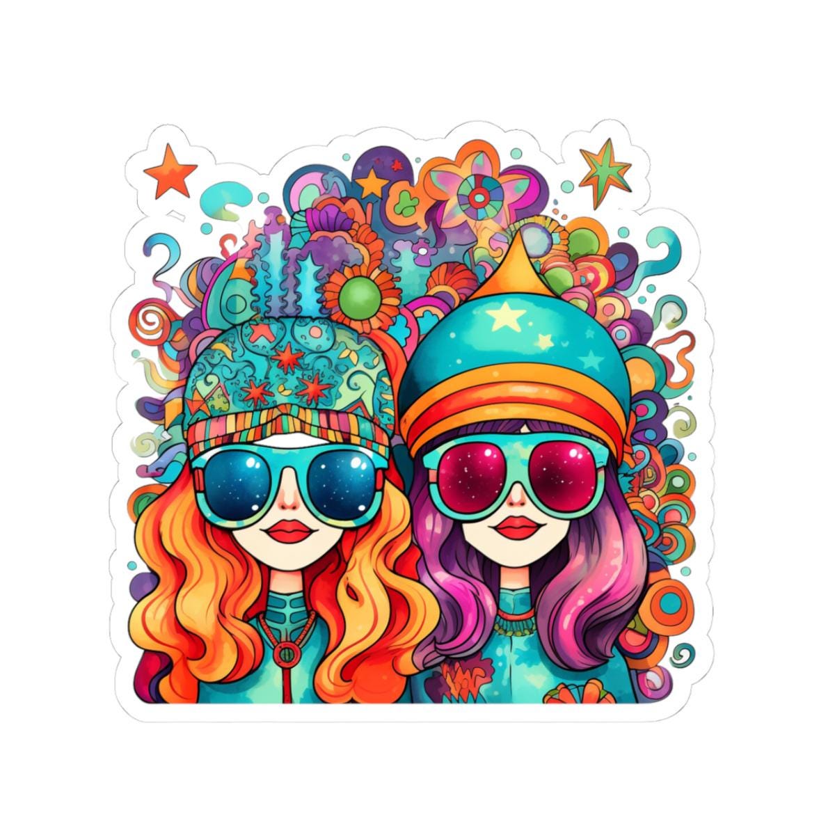 Groovy Girls Sticker | Psychedelic Retro Vinyl Decal (Waterproof)