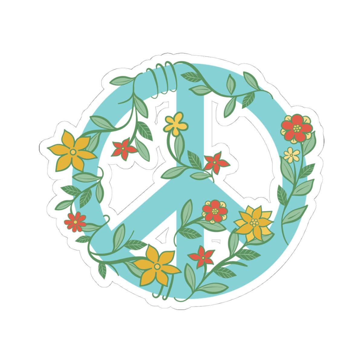Floral Peace Sign Sticker | Retro Boho Groovy Vinyl Decal